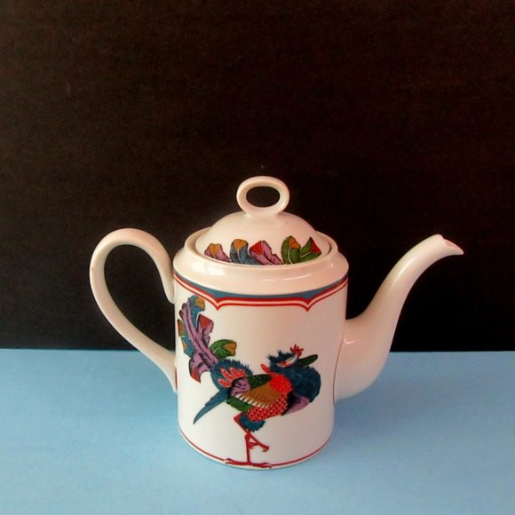 GEORGES BRIARD Oriental Peacock coffee or tea pot with lid - signed - vintage - Picture 4 of 11